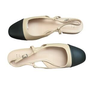 A NEW DAY Maxine Cap-toe Slingback Flats Tan 8.5 Wide